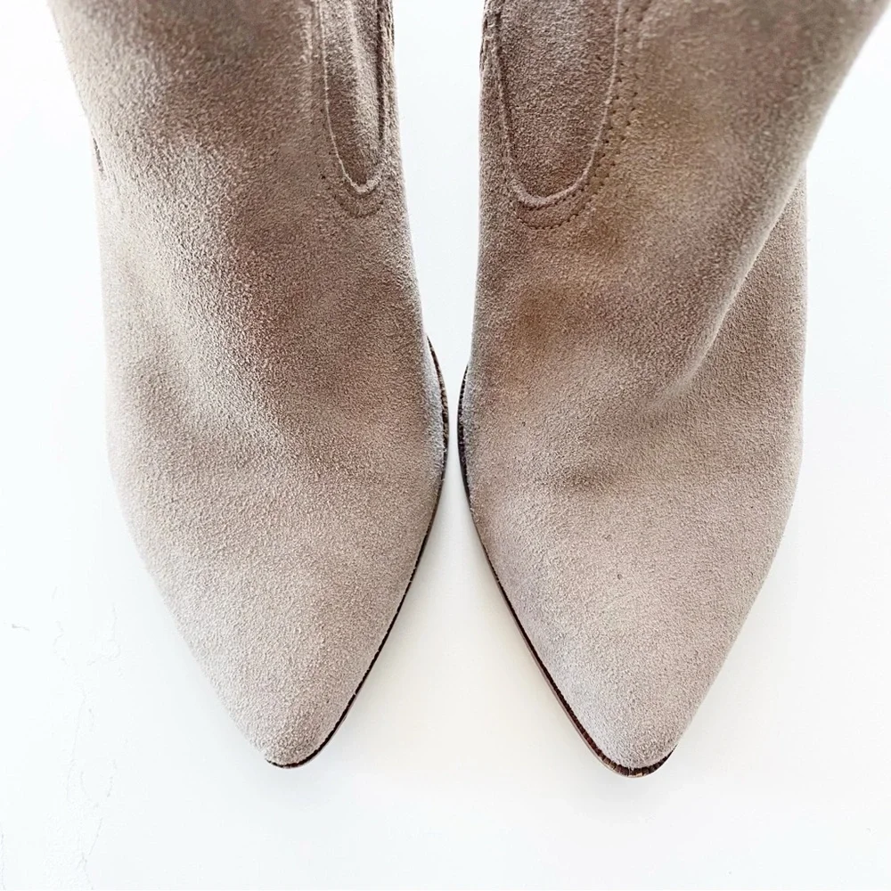 STEVE MADDEN Gray Ladd Western Suede Pointed Toe Ankle Booties - Picture 8 of 9